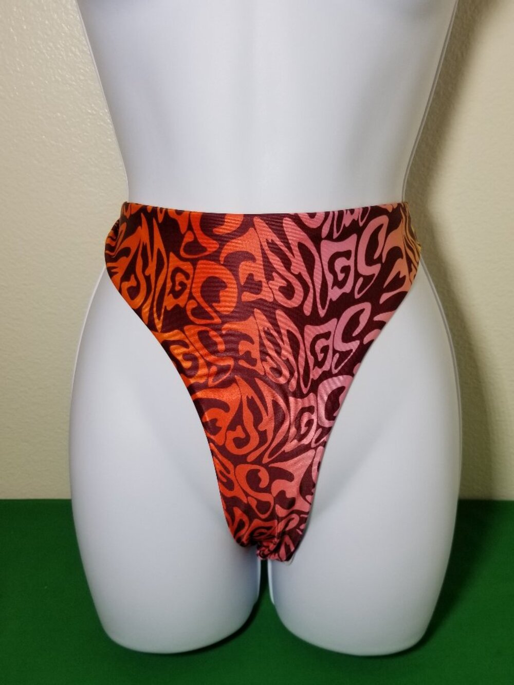 Weekday Braz High Leg Brazilian Bikini Bottom Size Large‎ Cheeky Swimwear NWT